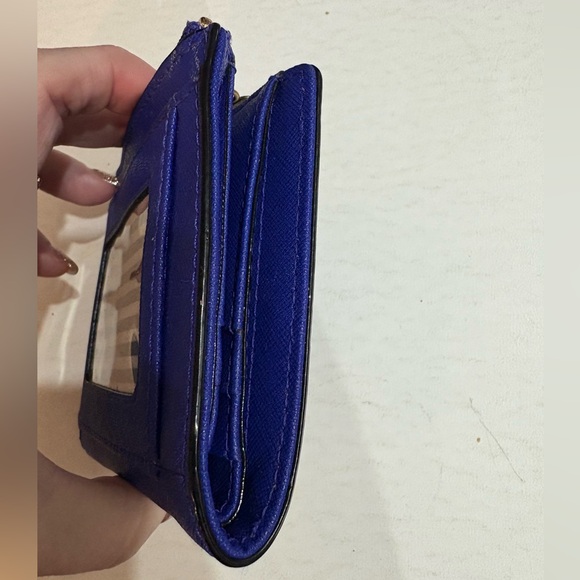 Kate Spade Royal Blue Wallet with Gold Heart Zipper Pull - Picture 5 of 10